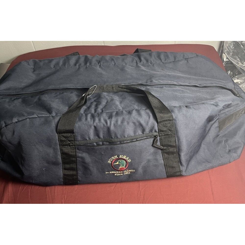 Vintage Duck Head Mallard Blue Canvas Duffle Bag ( No Shoulder Strap )